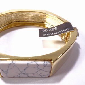 Banana Republic Shiny Gold Hexagon Howlite Cuff Bracelet NWT 62